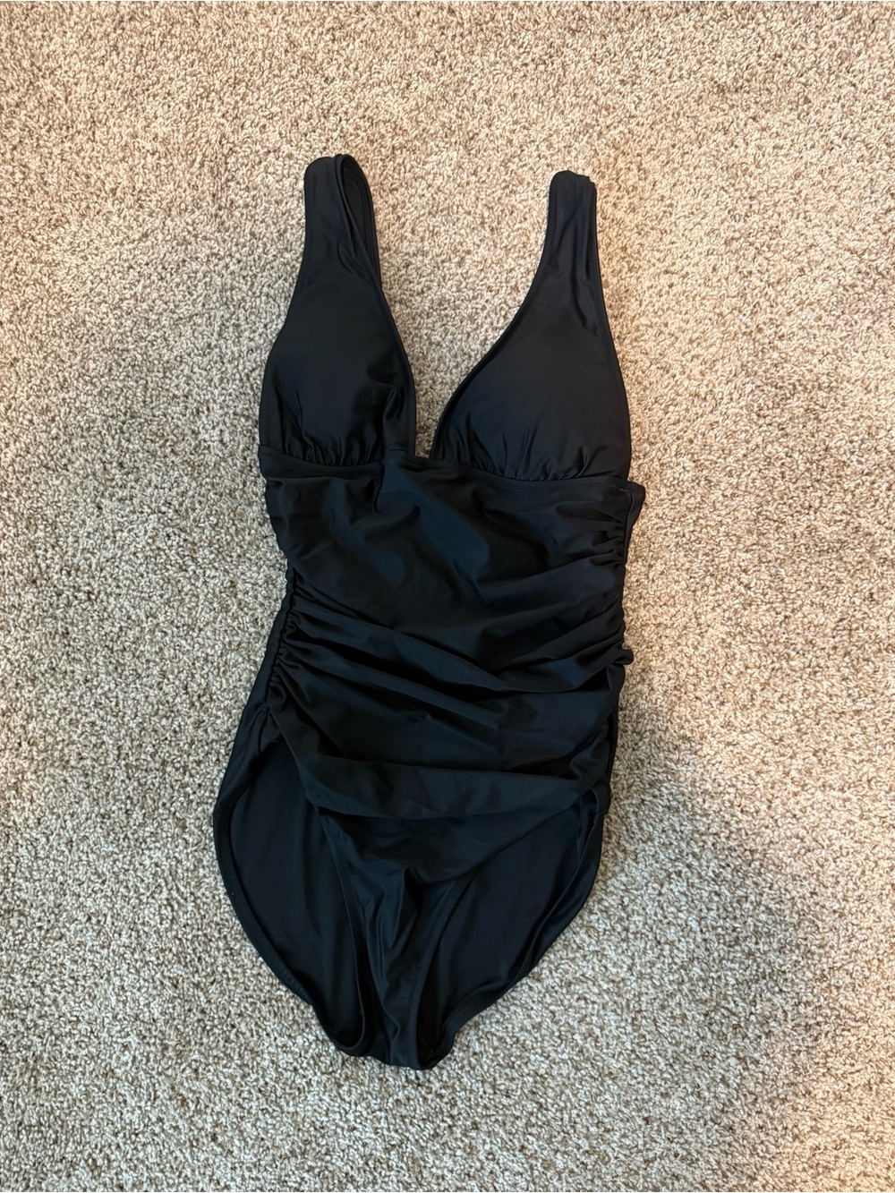 J.Crew One Piece ruched Deep V Neck Swim